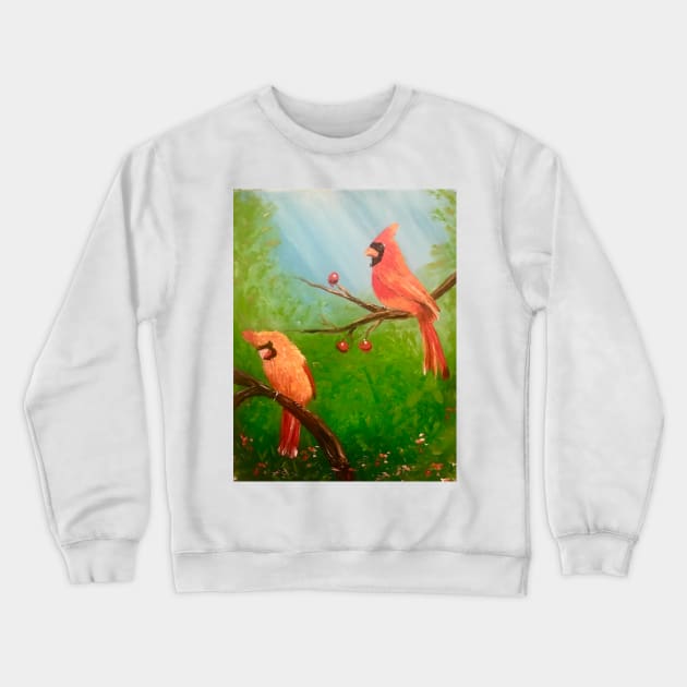 Cardinal Friends Crewneck Sweatshirt by Allison Prior Art